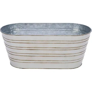 Květináč Obal na květináč, oválný, zinek, bílá, 35,5x16,5x14,5cm (DOPRODEJ)|Ego Dekor