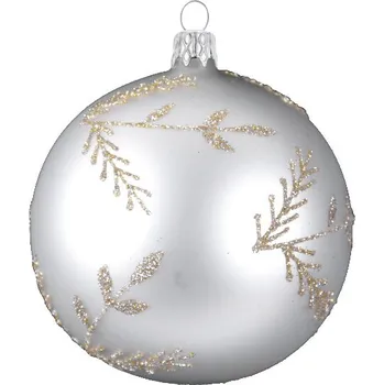 Ozdoba vánoční koule, platinové snítky, 8cm (DOPRODEJ POSLEDNÍCH KOUSKŮ) - BALENÍ OBSAHUJE 6 ks!|Ego Dekor
