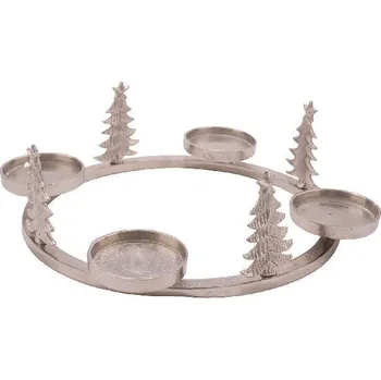 Svícen Svícen adventní, kruhový se stromky, 40x40x12cm, ks|Ego Dekor
