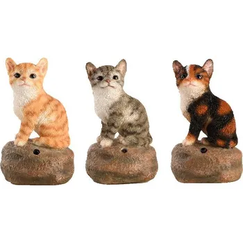 Zahradní dekorace Zvířátka a postavy OUTDOOR TRUE TO NATURE Koťata mňoukající s detektorem 7x6x12cm, balení obsahuje 3 kusy!|Esschert Design