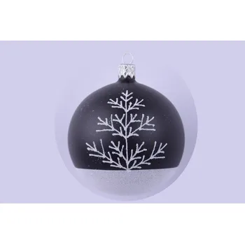 Vánoční dekorace Ozdoba vánoční koule, ojíněná jedlička, 8cm (DOPRODEJ POSLEDNÍCH KOUSKŮ) - BALENÍ OBSAHUJE 6 ks!|Ego Dekor