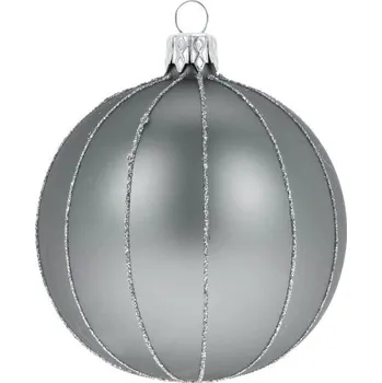 Vánoční ozdoba Ozdoba vánoční, koule proužky, šedá, 8cm (DOPRODEJ POSLEDNÍCH KOUSKŮ) - BALENÍ OBSAHUJE 6 ks!|Ego Dekor
