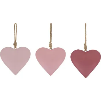 Závěs SRDCE, růžová, 15x2,5x15cm, balení obsahuje 3 kusy! (DOPRODEJ)|Ego Dekor
