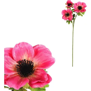 umělá květina Umělá květina Sasanka, 3 květy, tmavě růžová, 15 x 15 x 55 cm