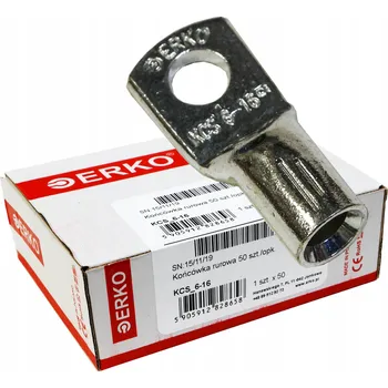 Kabelové oko 50x Měděné pocínované kabelové oko 16mm M6 ERKO KCS