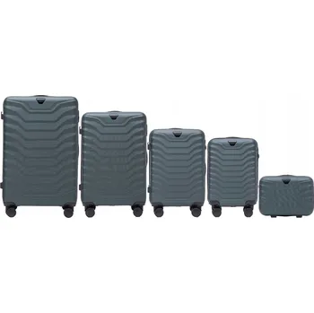 WINGS Sada 5 cestovních kufrů kufřík Tvrdé kufry na 4 kolečkách ABS +