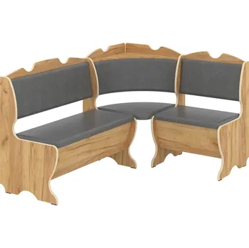 Slevadoma Jídelní rohová lavice ERLEND Barva: dub tacho, Materiál: koženka - šedá