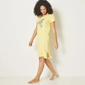 Dámské noční prádlo Blancheporte Krátká noční košile s krátkými rukávy, potisk Květiny žlutá 38/40