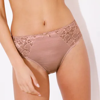 Kalhotky Blancheporte Sada 2 klasických kalhotek Avila zn. Confidence Lingerie® ze saténového úpletu s krajkou starorůžová+měděná 46/48