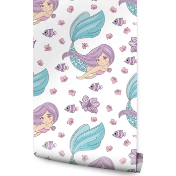 Fototapeta Tapeta do dětského pokoje MOŘSKÉ PANNY Květiny Ryby