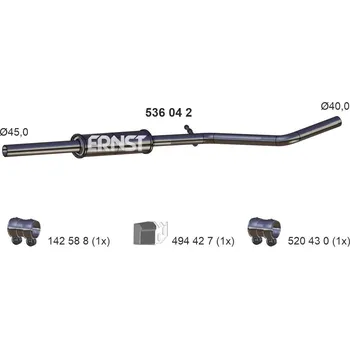 Tlumič výfuku Střední tlumič výfuku ERNST 536042