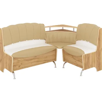 Slevadoma Rohová lavice MAGNAT Barva: Dub tacho, Materiál: koženka - káva + bílá (premium)