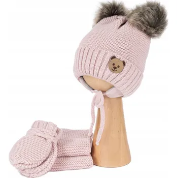 Čepice ČEPICE dětská a ŠÁLA + RUKAVICE teplý KOMPLET pro dítě 6-12m