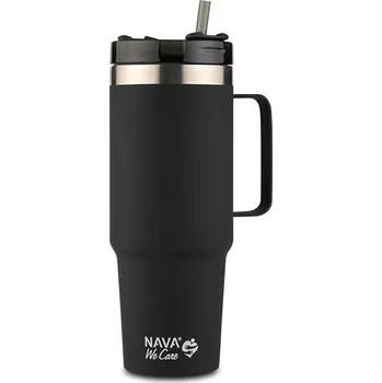 Termohrnek NAVA Greece Tumbler We care s rukojetí 900 ml, black