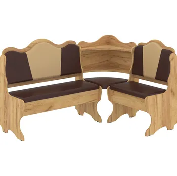 Slevadoma Rohová lavice KORNET Barva: Dub tacho, Materiál: koženka - hnědá + káva