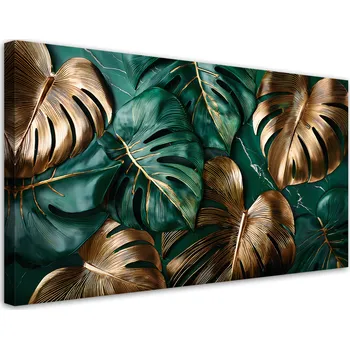 Obraz Obraz na plátně, Zlaté Zelené Listy Monstery 80x40