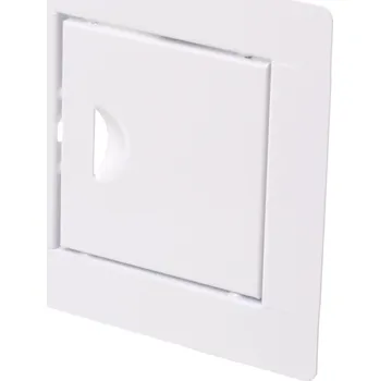 Obraz REVÍZNÍ DVÍŘKA INSPEKČNÍ BÍLÁ KOVOVÁ KLAPKA NA ZÁPADKU 50x50cm