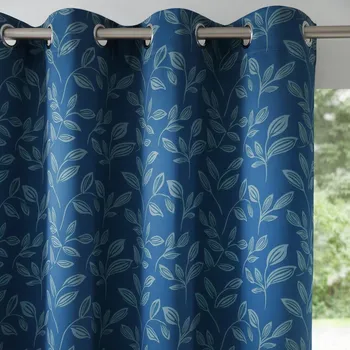 Napínací potah Blancheporte Zatemňovací závěsy s potiskem listů paví modrá 140x260 cm