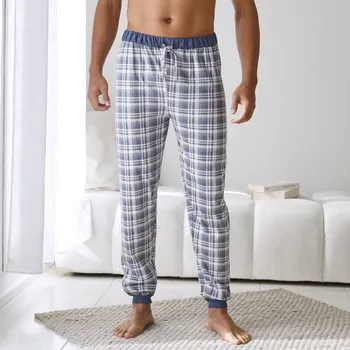 Dámské pyžamo Blancheporte Sada 2 pyžamových kalhot zakončených pružnými lemy kostka modrá/šedá 44/46