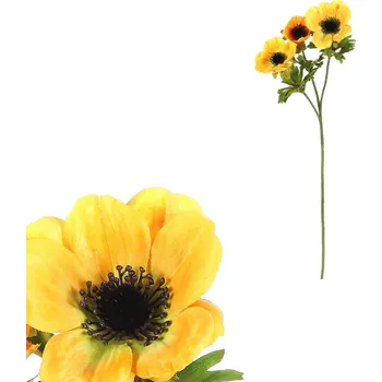 umělá květina Umělá květina Sasanka, 3 květy, žlutá, 15 x 15 x 55 cm