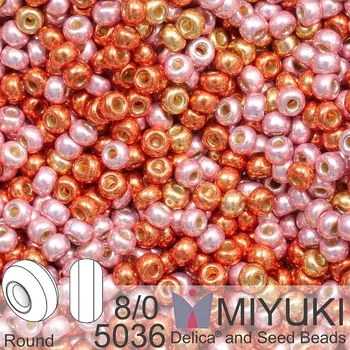 Korálek Korálky Miyuki Round 8/0. Barva 5036 Mix duracoat galvanized Pink confetti. Balení 5g