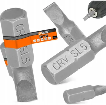 Bit 2x BIT ŠROUBOVÁKU SL5 25 mm Magnetický hrot 1/4 Plochý Dřík SOLIDNÍ
