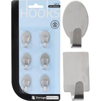 Držák na ručník Háček samolepící nerez 6 d sada