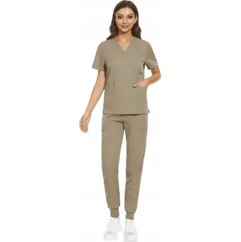 DÁMSKÝ ZDRAVOTNICKÝ KOMPLET SCRUB UNIFORM MODEL CARE BARVA COFFEE (KÁVOVÁ), VELIKOST XL