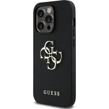 Pouzdro na mobilní telefon Zadní kryt Guess PU Grained 4G Metal Logo pro Apple iPhone 13 Pro, černá