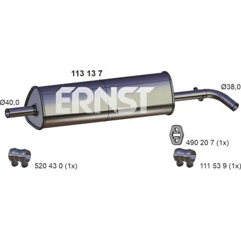 Tlumič výfuku Střední tlumič výfuku ERNST 113137