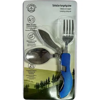 Příbor Utendors Turistické příbory Nůž Lžíce Vidlička Otvírák Obal Modré