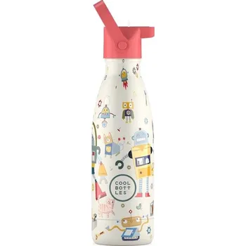 Cool Bottles dětská nerezová termolahev Kids Messy Robots třívrstvá 350 ml 3D