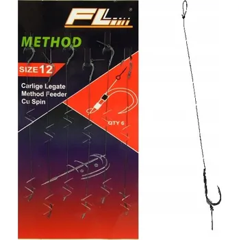 Rybářský háček Háčky na krmítko, s návazcem, s protihrotem, FL Method Feeder 7mm vel. 12, 6 ks