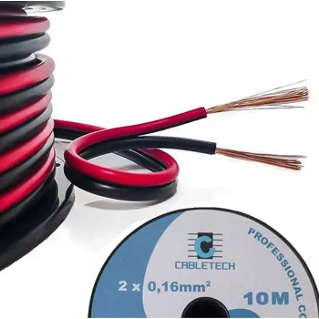 Napájecí kabel KABEL 2žilový 0,16mm2 černo-červený CCA reproduktorový kabel 10m
