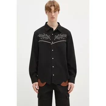 Pánská košile Košile Andersson Bell Lemmans Faux-Suede, M, černá, 99X