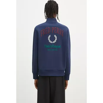 Pánská mikina Bavlněná mikina Fred Perry pánská, tmavomodrá barva, s aplikací, M9847.X86, M, 59X