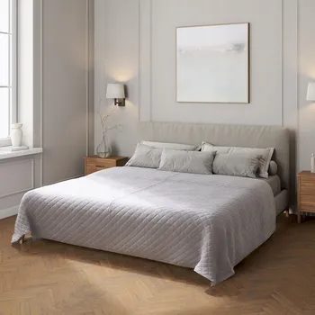 Přehoz na lůžko Přehoz na postel Dekoria velur 260 cm x 210 cm šedý