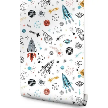 Fototapeta Dětská tapeta KOSMOS Planety Hvězdy Rakety