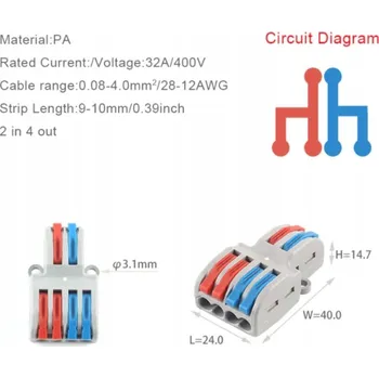 PRŮCHOZÍ SVORKA kostka elektrická svorka ja WAGO rozbočka 2-4