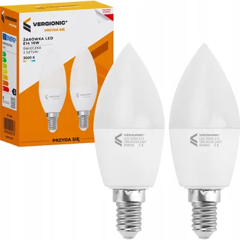 Žárovka LED žárovka E14 10W 3000K svíčka 2 ks VERGIONIC