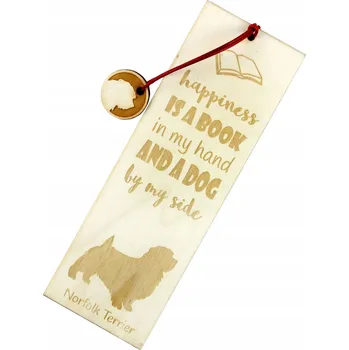 Doplněk ke knize Norfolk Terrier - gravírovaná záložka do knihy se psem, jméno psa