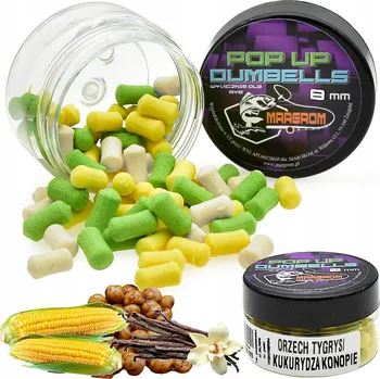 Boilies Plovoucí dumbells POP UP 8 mm Margrom TYGŘÍ OŘECH KUKUŘICE KONOPÍ Method Feeder