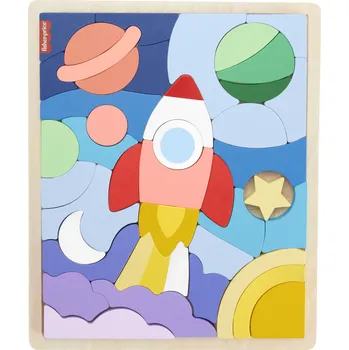 ostatní stavebnice Fisher-Price Vesmírná raketa Puzzle Stavebnice Dřevěná hračka 3+ HXY42