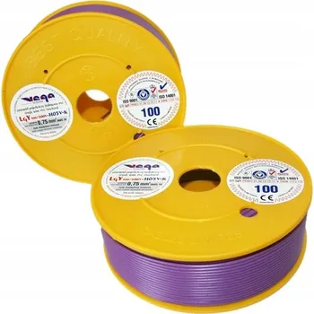 elektrický kabel Kabel LGY/H05V-K 0,75 mm2 100 m Fialový
