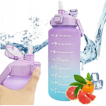 Láhev MOTIVAČNÍ LAHEV NA FITNESS 2L LAHEV NA PITÍ NA VODU ŠNORCHL DRŽÁK MĚŘÍTKO