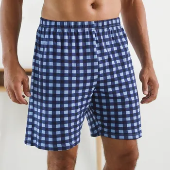 Dámské noční prádlo Blancheporte Pyžamové šortky s kostkovaným potiskem modrá/nám.modrá 72/74