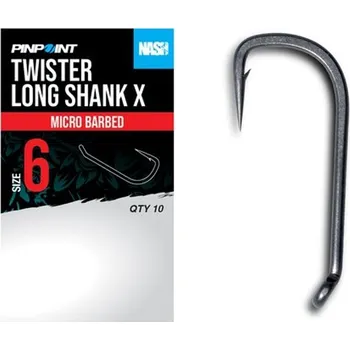 Rybářský háček NASH - Háčky Twister Long Shank X Micro Barbed vel. 6 10 ks