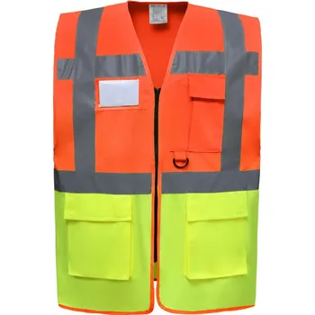 pracovní vesta Yoko Vesta HVW801 Hi-Vis, multifunkční, výstražná COT79W801zw304-hi vis oran XL Oranžová fluorescent/žlutá fluorescent