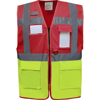 pracovní vesta Yoko Vesta HVW820 Hi-Vis, síťovaná, výstražná COT79W820zx701-red/hi vis S Červená/žlutá hi vis