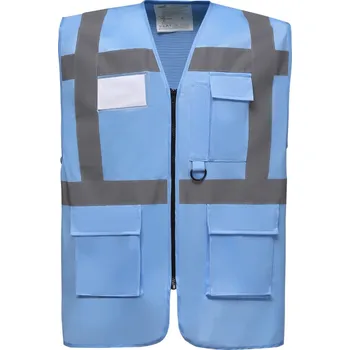 pracovní vesta Yoko Vesta HVW801 Hi-Vis, multifunkční, výstražná COT79W80141004-sky blue XL Modrá nebesky